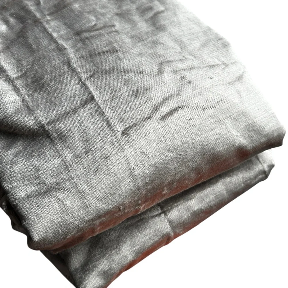 NWOT QUINCE Luster Velvet Curtain Cotton Back Light Filtering Silver 48x96” - Picture 13 of 14